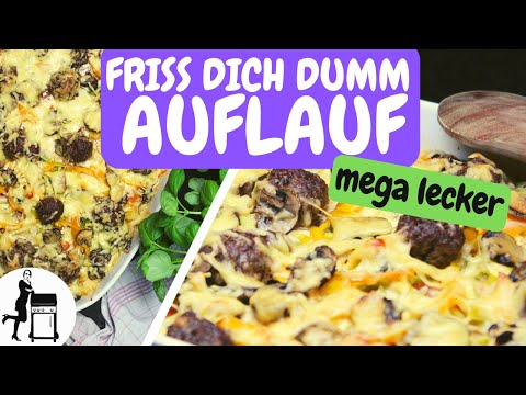 Friss dich dumm Auflauf - Fleisch &amp; Käse &amp; Gemüse satt!