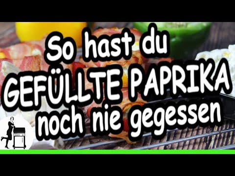Gefüllte Paprika mit Frischkäse - Partysnack im Speckmantel