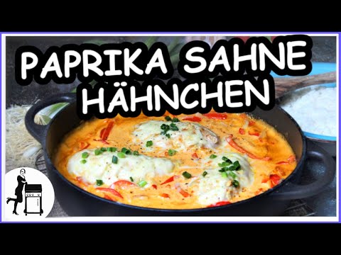 Paprika Sahne Hähnchen | mit cremiger Soße | Die Frau am Grill
