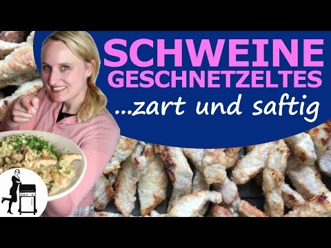 Schweinegeschnetzeltes mit Champignons in Weißwein-Sahnesoße
