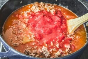 Passierte Tomaten, Zucckerrübensirup und Gewürzessig unterrühren.
