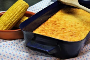 corn pudding in auflaufform