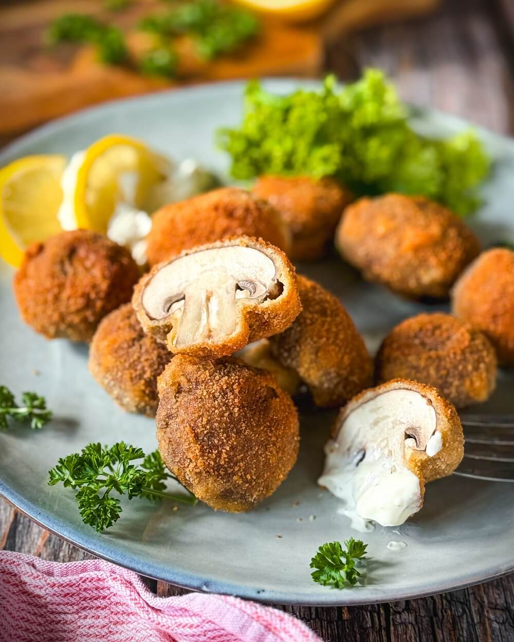 gebackene champignons mit remoulade