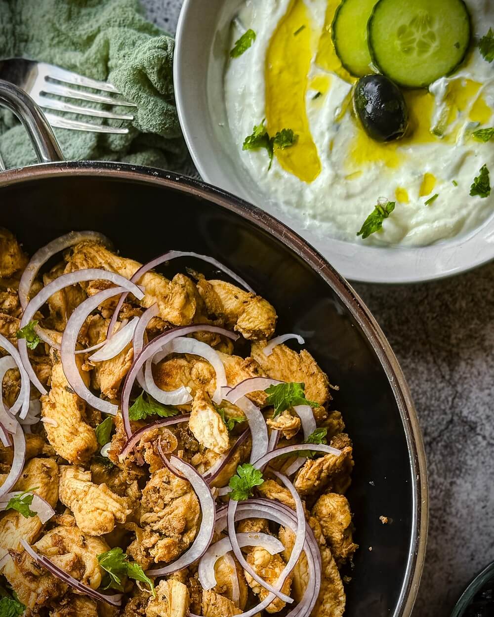 gyros mit haehnchen fleisch