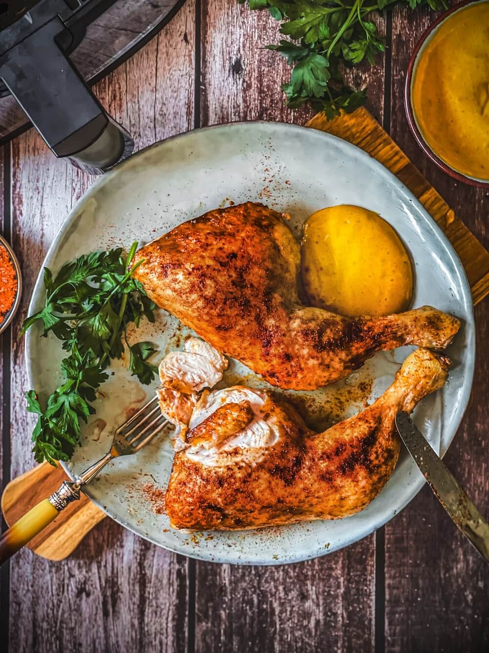 haehnchenschenkel aus der heissluftfritteuse