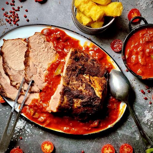 schaschlikbraten rezept - schweinebraten im schaschlik style