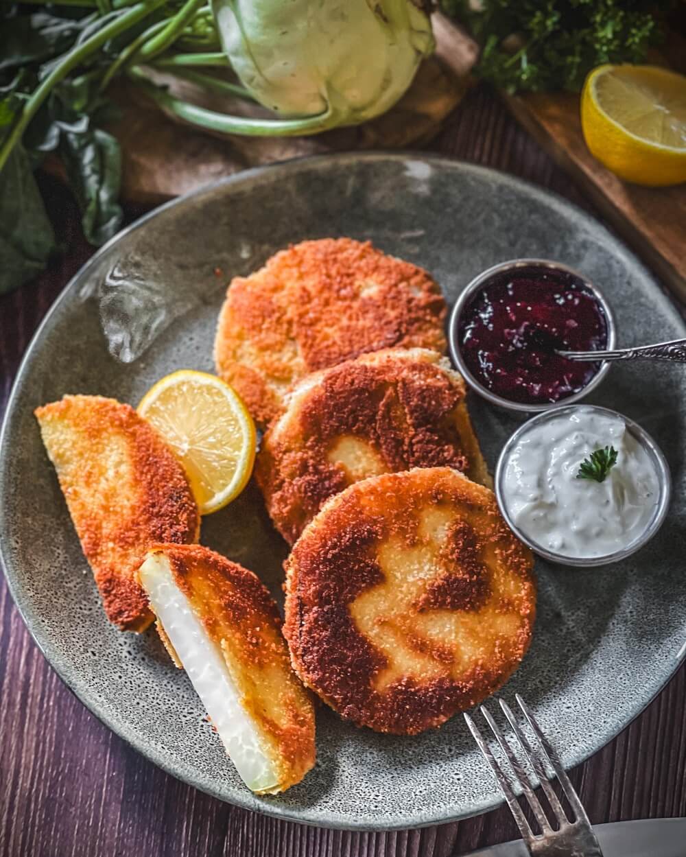 schnitzel aus kohlrabi vegetarisch