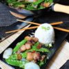 schweinebauch asiatisch im wok mit reis - die frau am grill - rezept