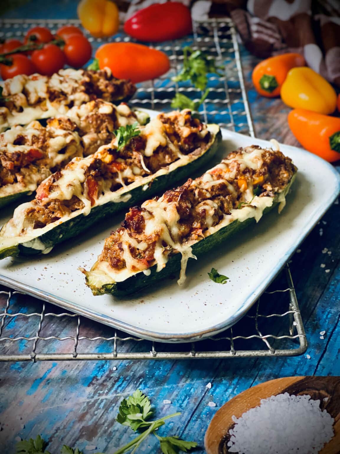 Gefullte Zucchini Mit Hackfleisch Vom Grill